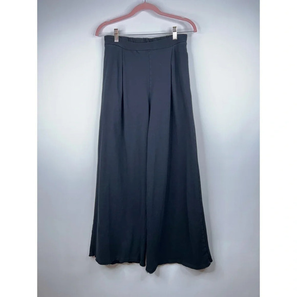 Free People Pants - Free People Beach Wide Leg Black Pants High Rise Pleated Cotton Neutral Size XS